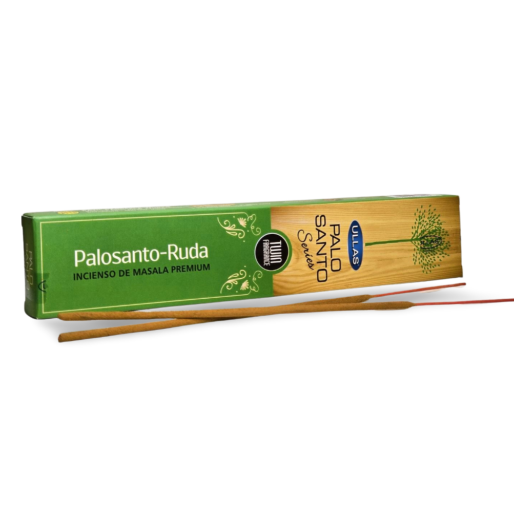 Caja y varas de incienso natural Ullas de palosanto con ruda