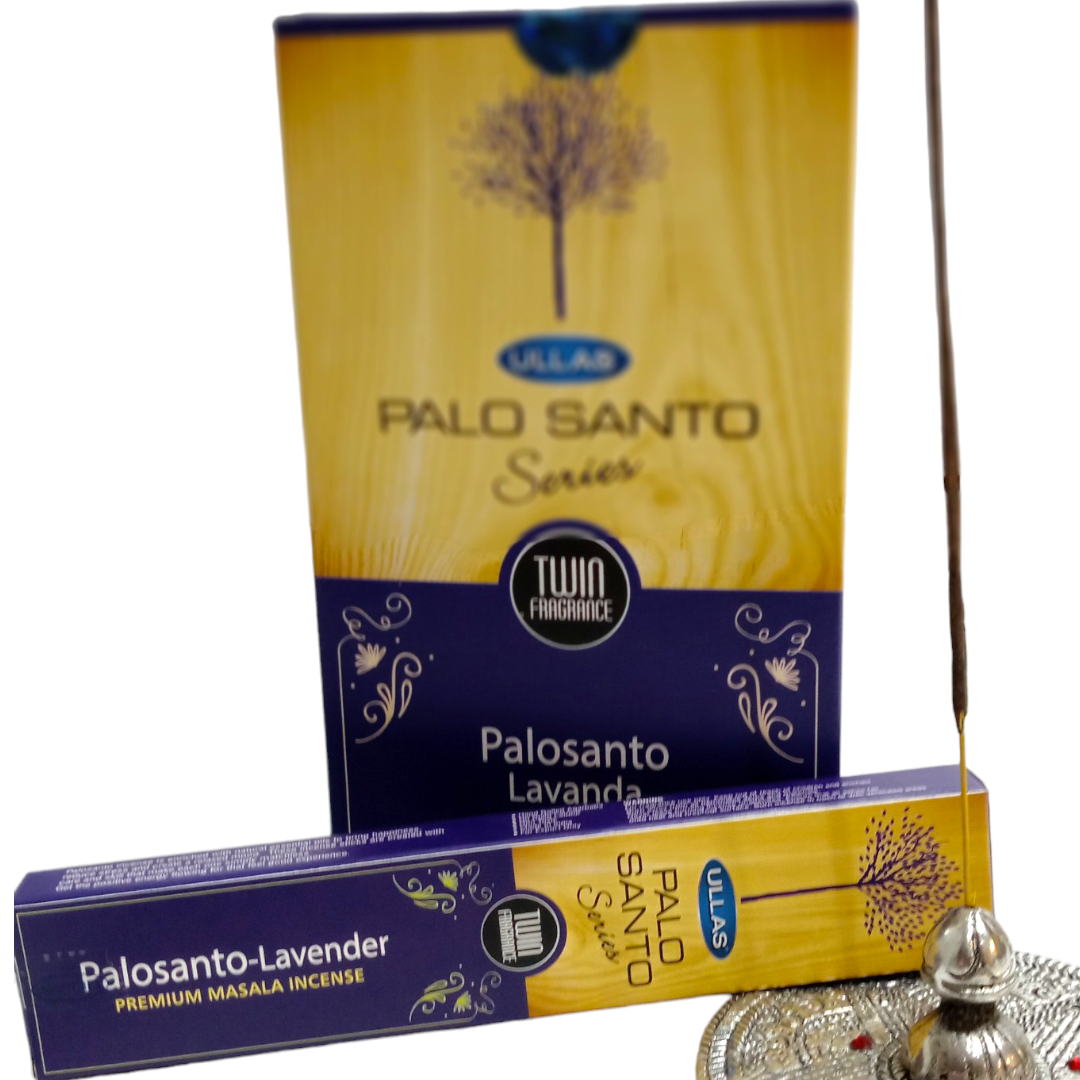 Caja y varas de incienso natural Ullas de palosanto con lavanda