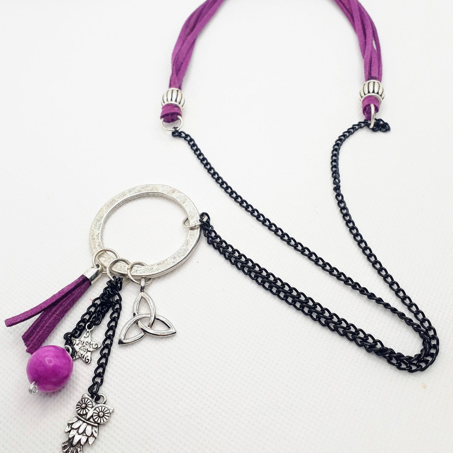 Collar piedra morado borla