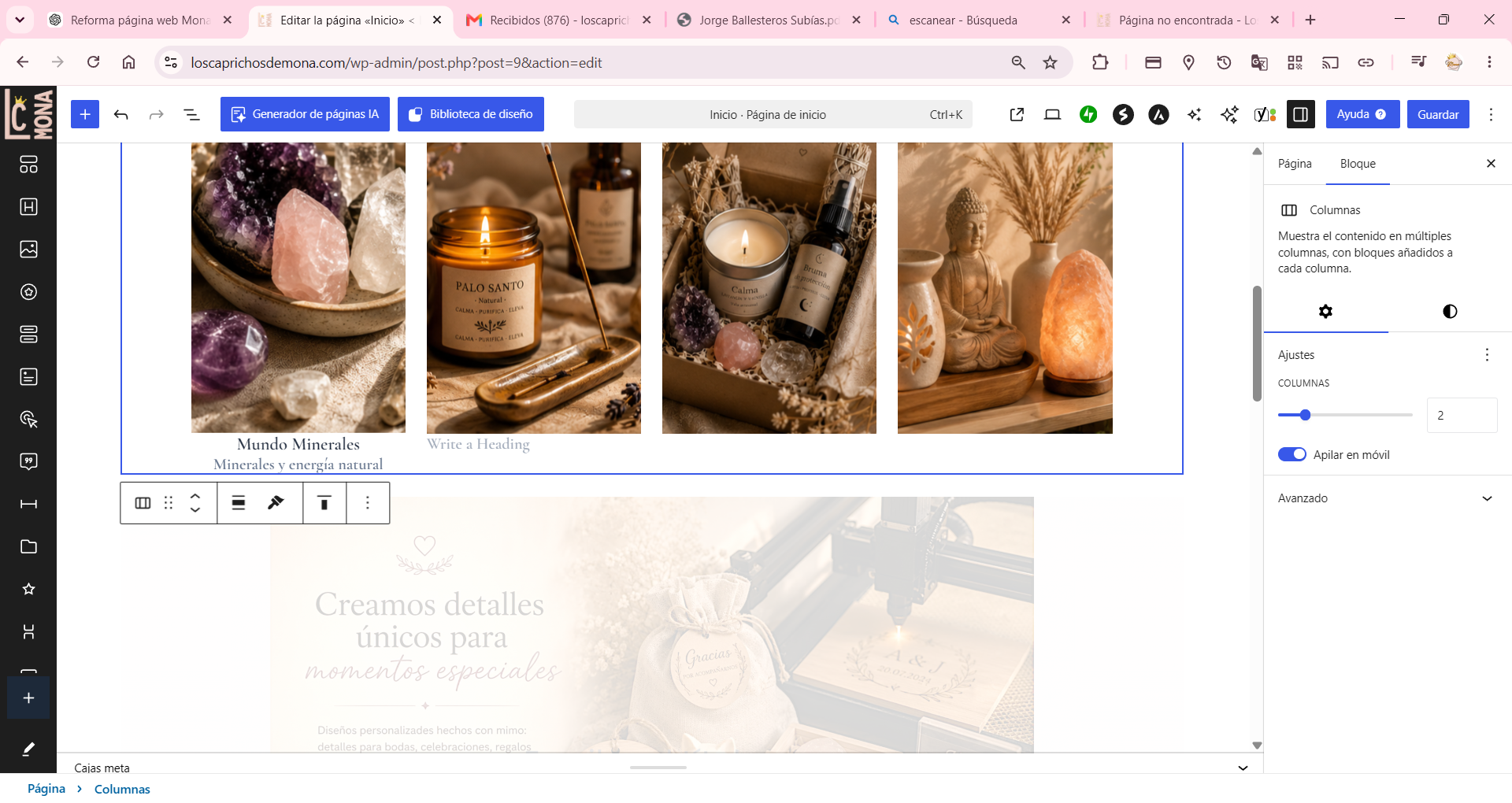 Pack regalo mineral: Calcita naranja y Cuarzo rosa