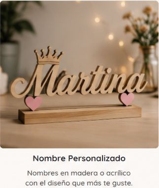 Nombre decorativo personalizado grabado en madera